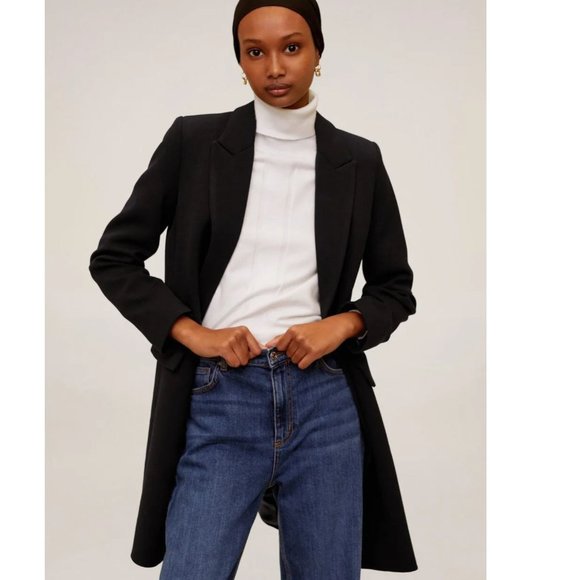 Mango Jackets & Coats Nwt Mango Tailored Lapels Wool Coat Abrigo Sugus In Black Size S